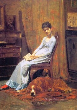 トーマス・イーキンス Painting - アーティストの妻とセッターの犬 リアリズムの肖像画 トーマス・イーキンス
